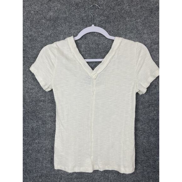 PILCRO T-Shirt Women's Small V-Neck Ivory Short sleeve - Picture 8 of 11